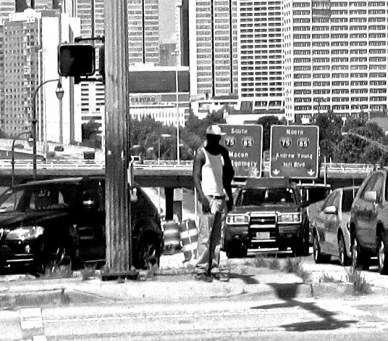 pedestrian in car-centric city