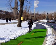 green lane in white snow